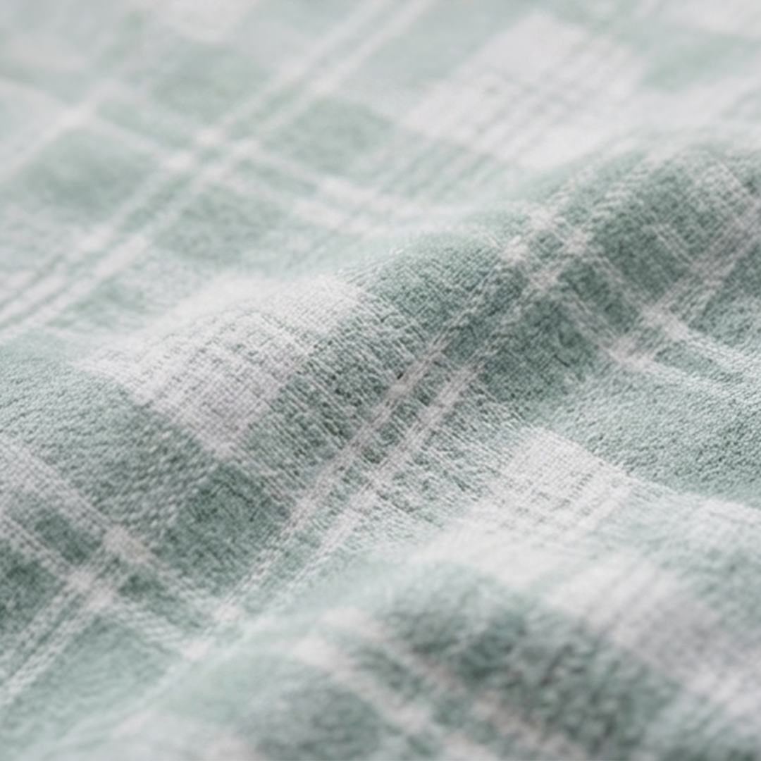 Sage Green & White Plaid Check Long-Sleeve Shirt