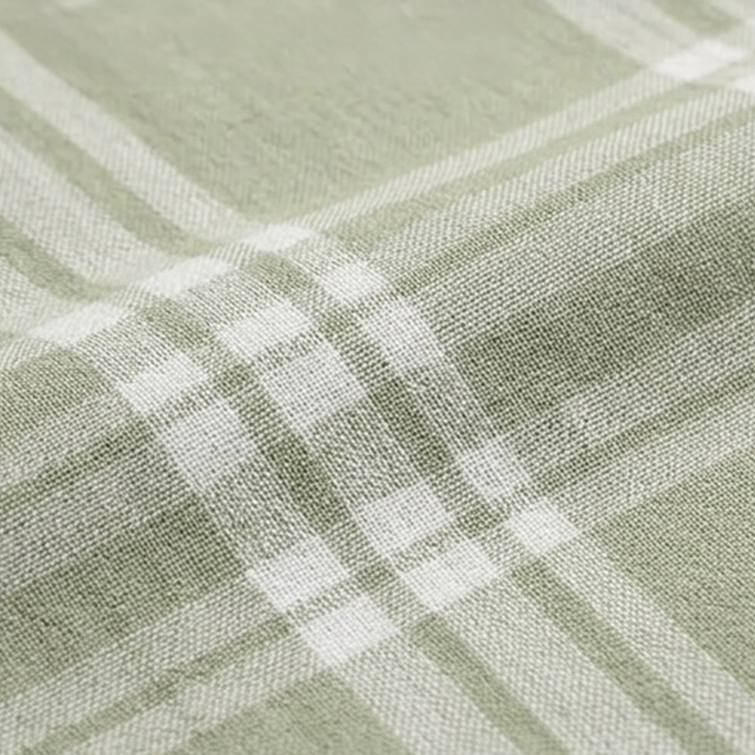 Sage Green & White Grid Plaid Long-Sleeve Shirt