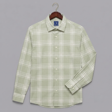 Sage Green & White Grid Plaid Long-Sleeve Shirt