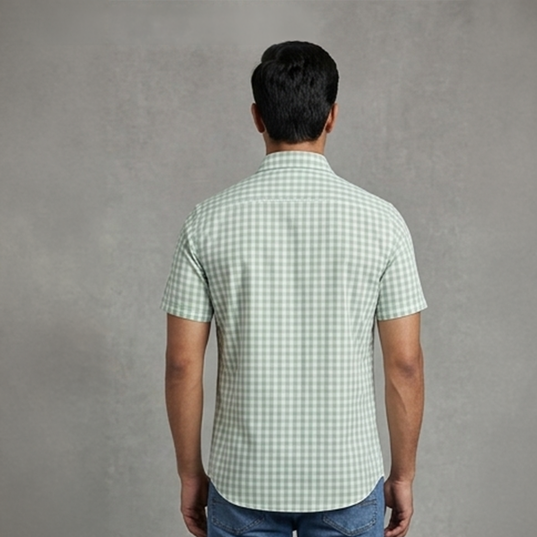 Olive Green Plaid Flannel Casual Shirt