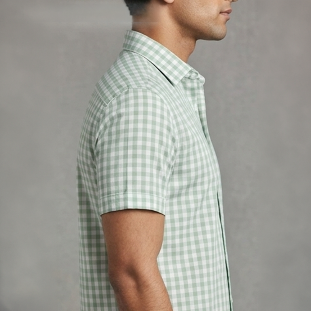 Olive Green Plaid Flannel Casual Shirt