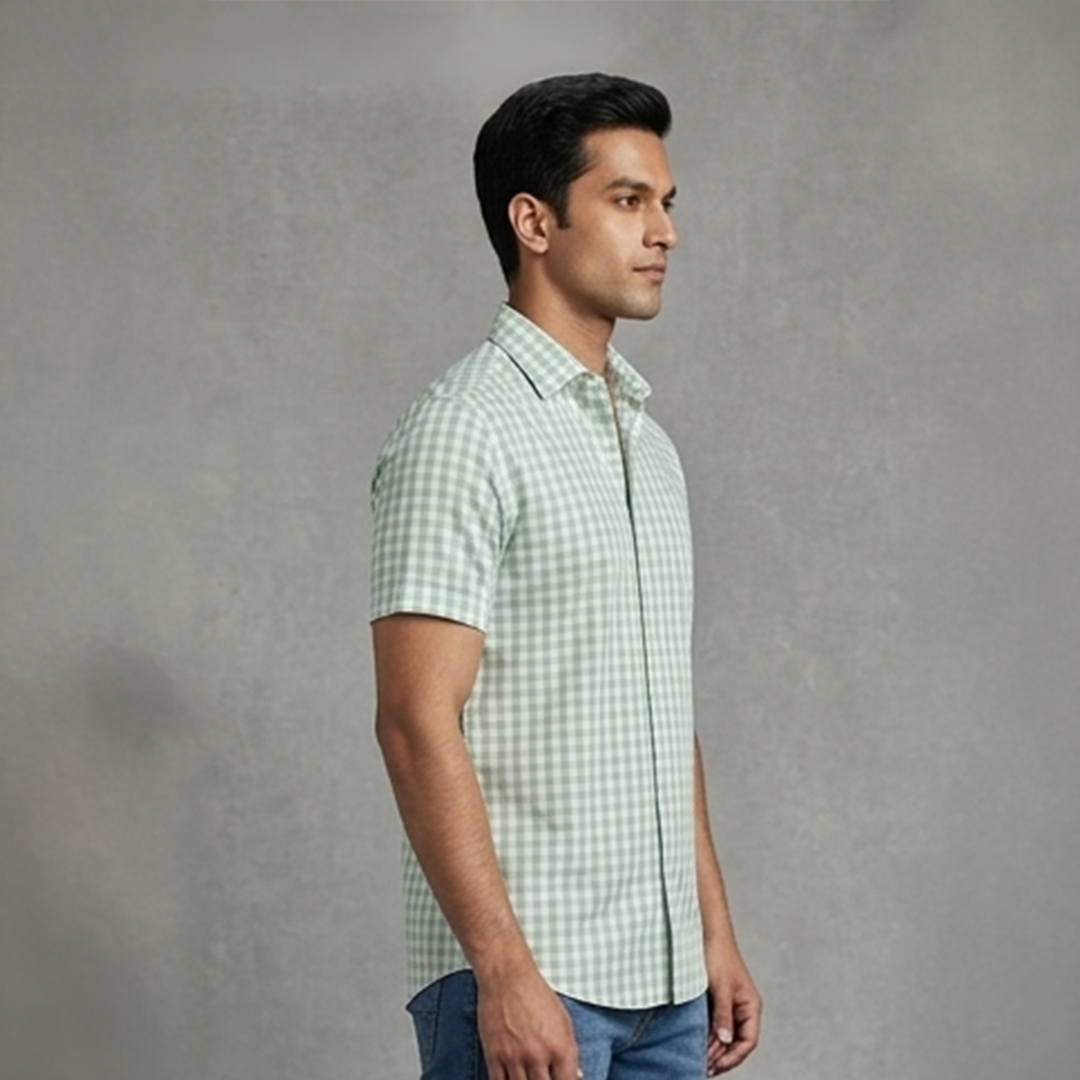 Olive Green Plaid Flannel Casual Shirt