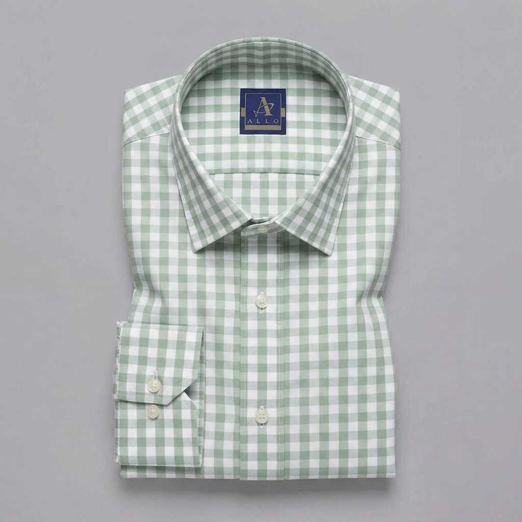 Olive Green Plaid Flannel Casual Shirt