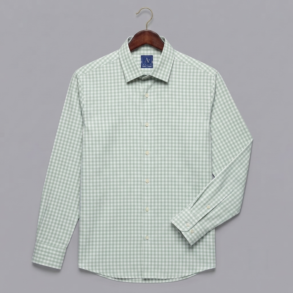 Olive Green Plaid Flannel Casual Shirt