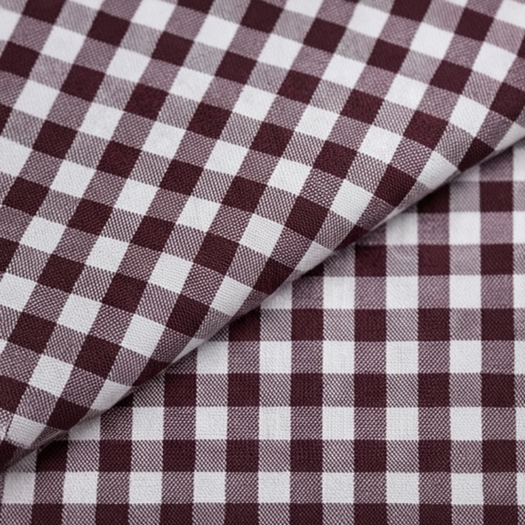 Classic Gingham Check Dress Shirt – Burgundy & White