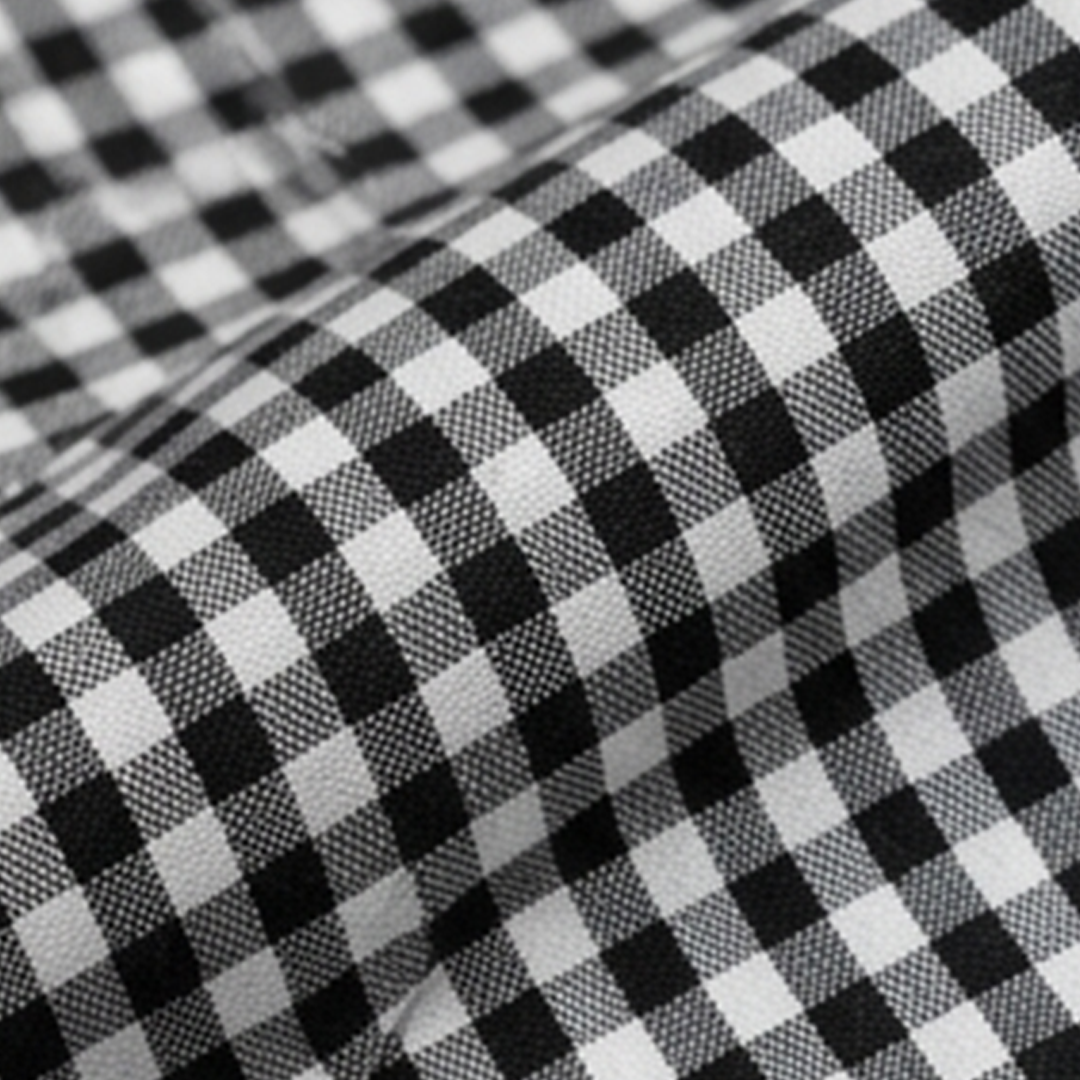 Men’s Black & White Gingham Check Casual Shirt