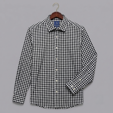 Men’s Black & White Gingham Check Casual Shirt