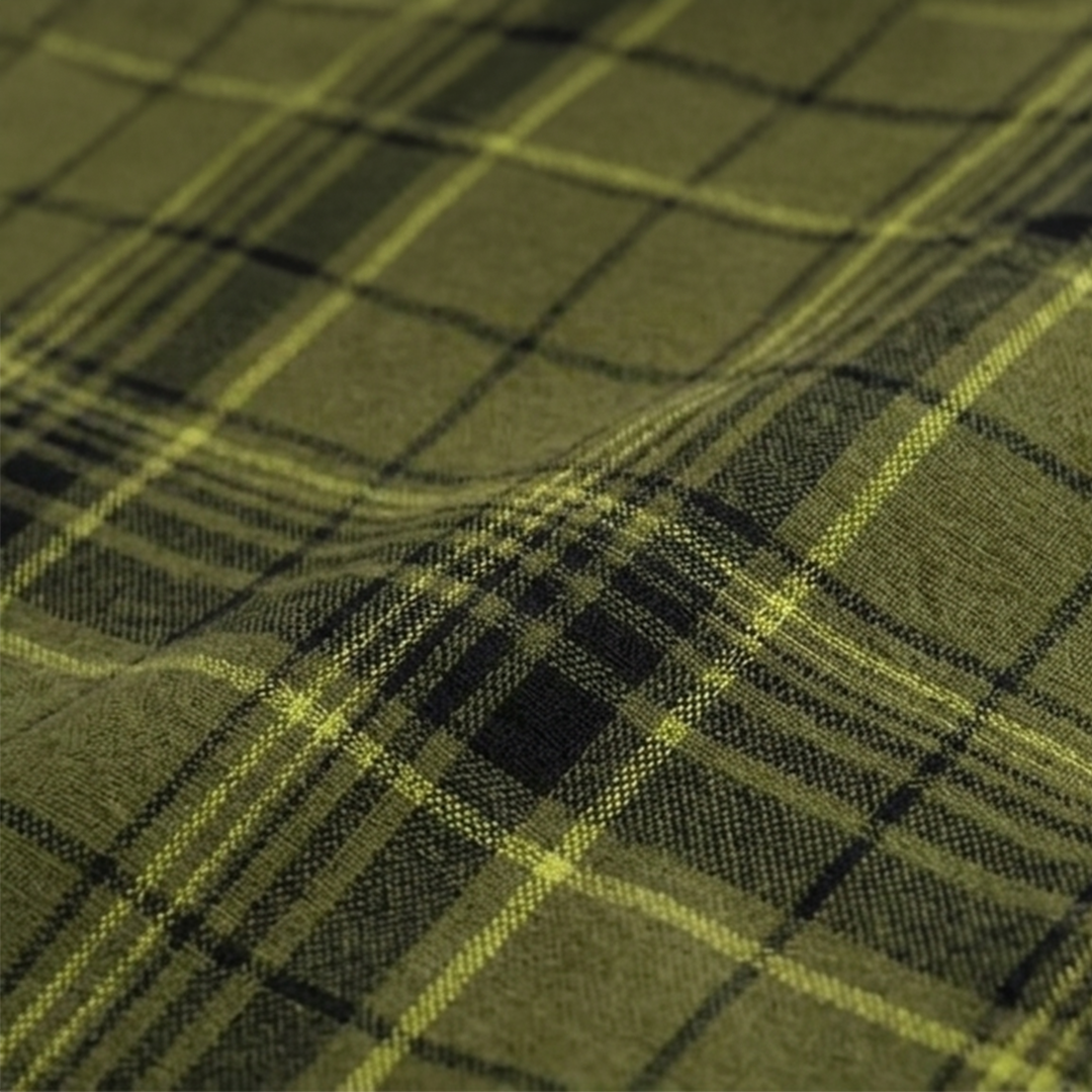 Olive Green & Dark Plaid Flannel Long-Sleeve Shirt