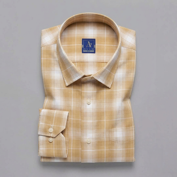 Ochre Yellow & White Grid Plaid Long-Sleeve Shirt