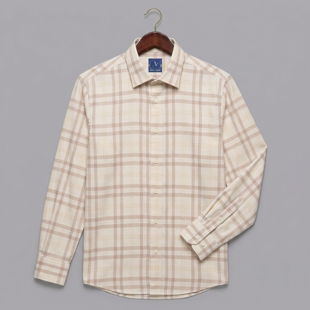 Classic Plaid Dress Shirt – Cream & Mauve / Dusty Pink