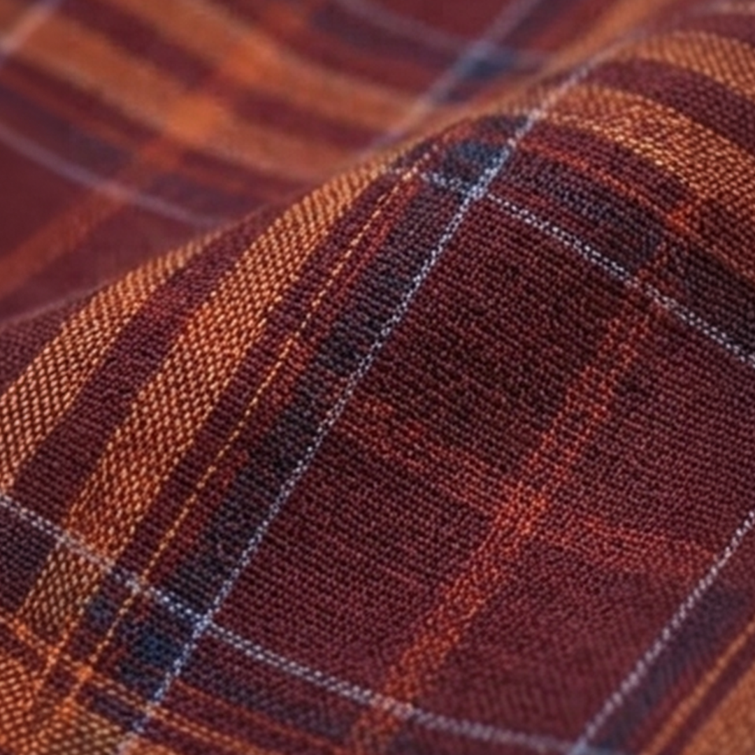 Rust Brown & Burnt Orange Plaid Flannel Long-Sleeve Shirt