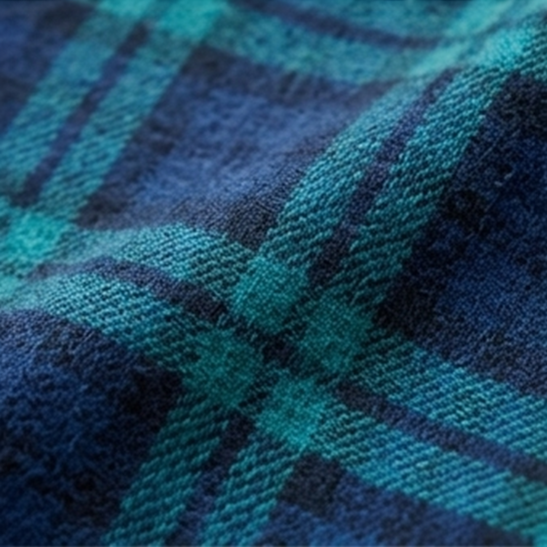 Forest Green & Navy Blue Black Watch Plaid Flannel Long-Sleeve Shirt