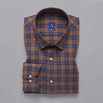 Brown & Blue Check Flannel Long-Sleeve Shirt