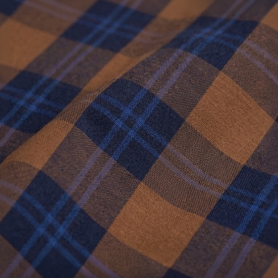 Brown & Blue Check Flannel Long-Sleeve Shirt